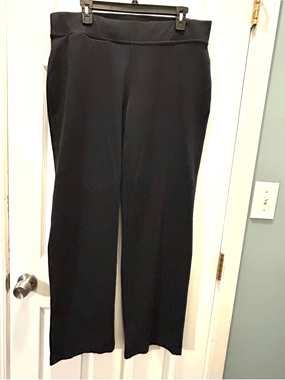 Lands' End Pants Women's L Black Knit Pull On Stretch Straight Leg 31 Inseam